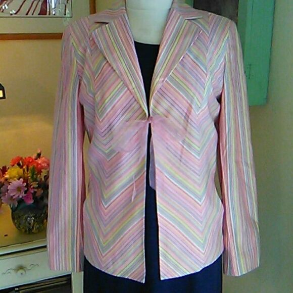 Dana Buchman Pastel Chevron Dedign Jacket - Picture 1 of 12